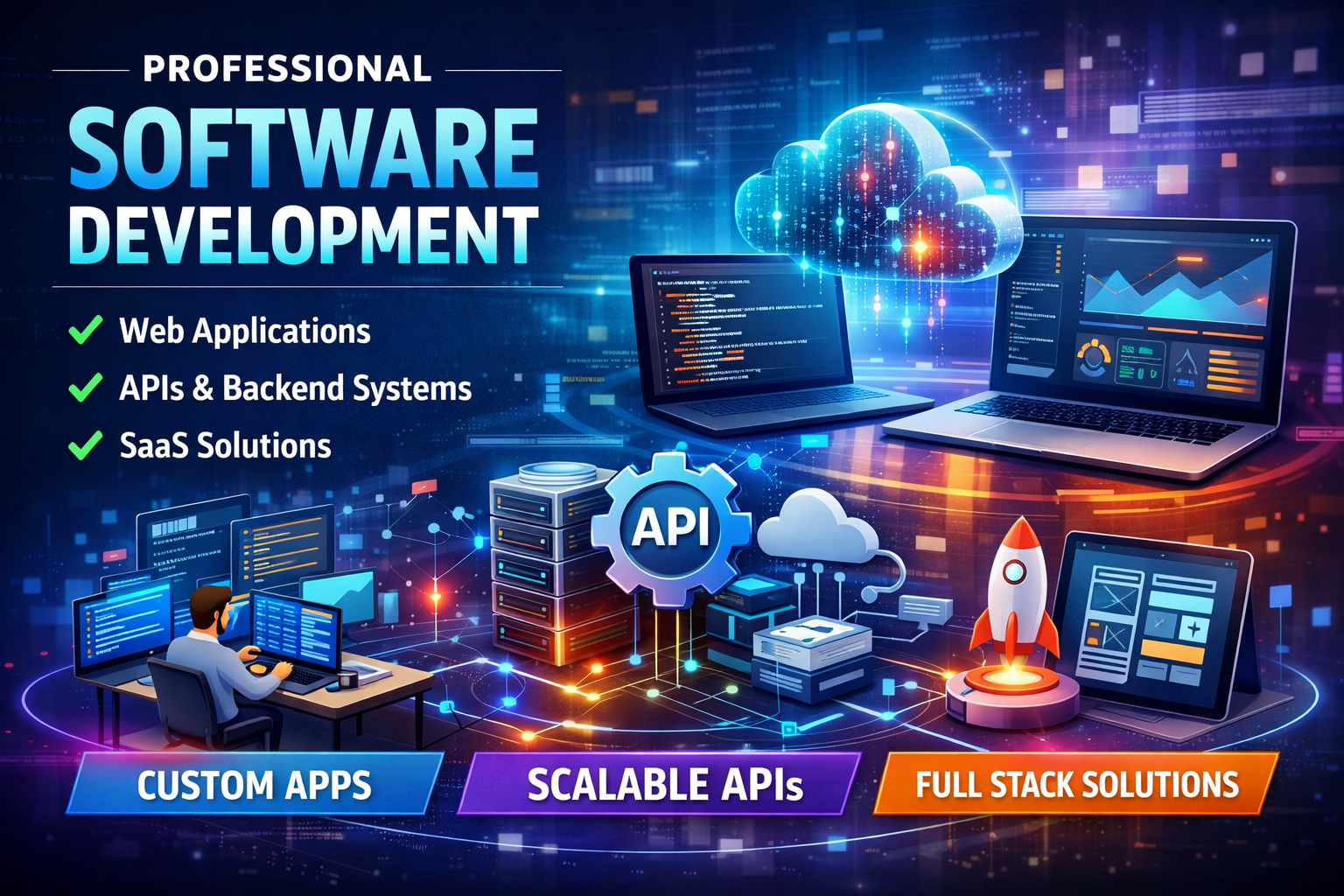 I will develop scalable web applications, APIs, and custom software solutions