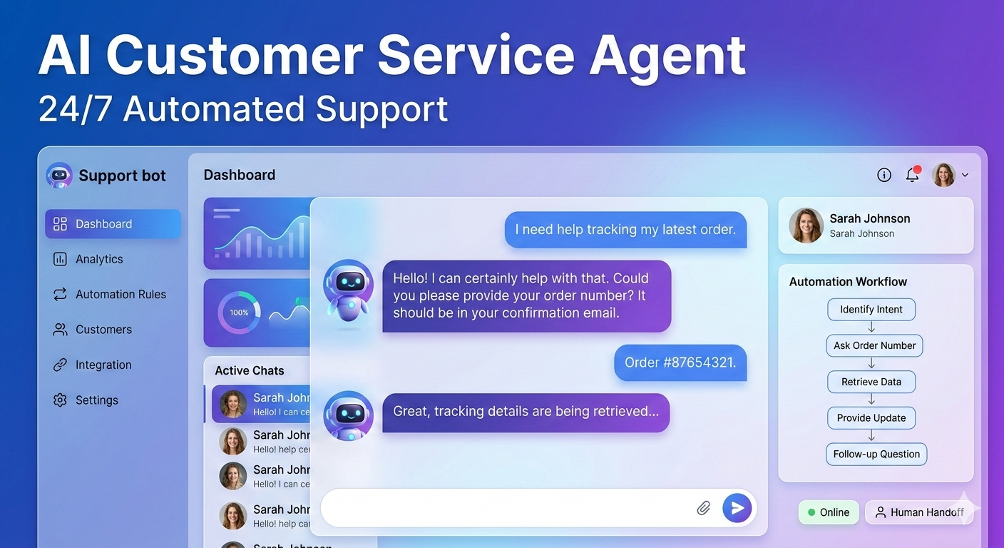 I will create an AI customer service agent for website or WhatsApp